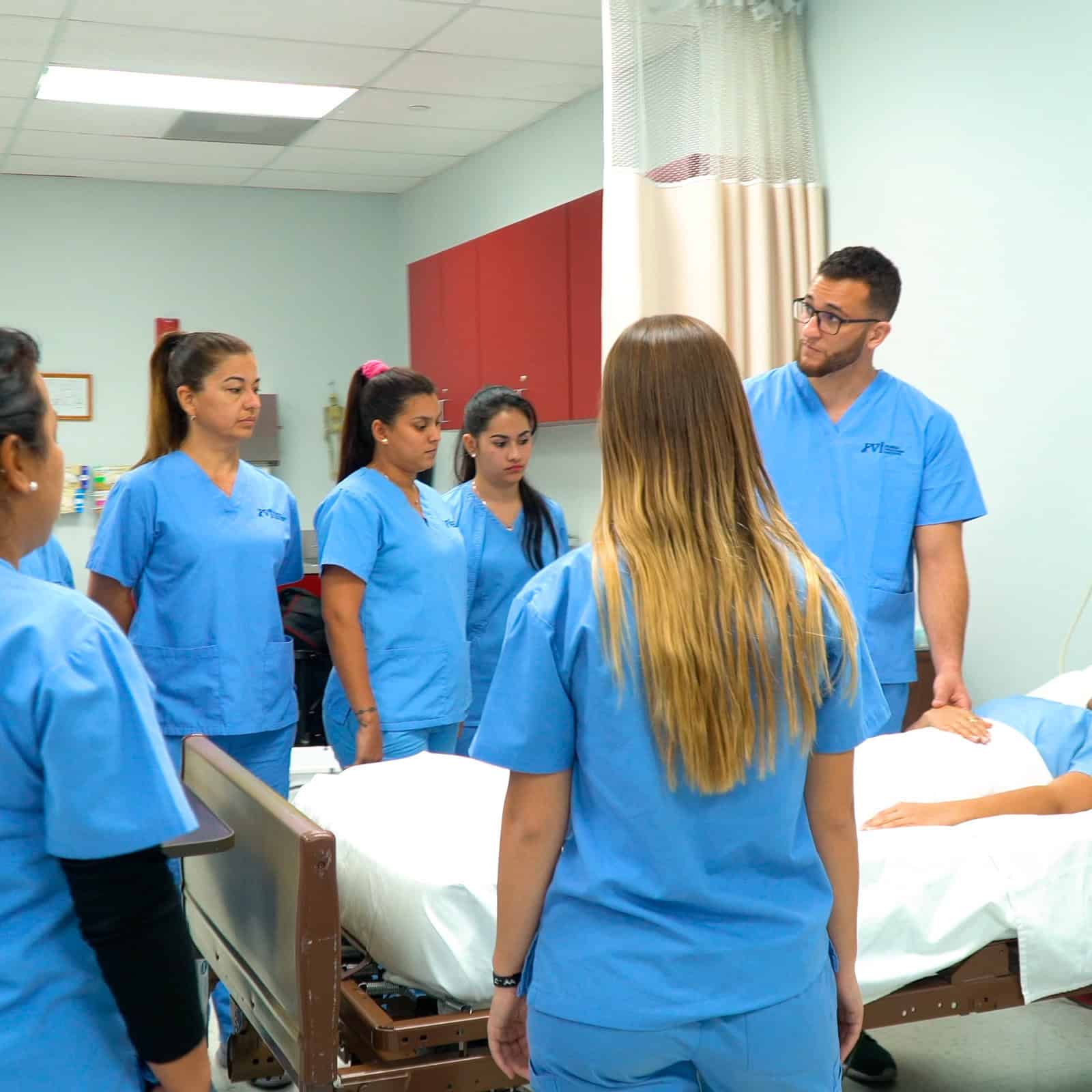 Miami home health aide training: students practicing