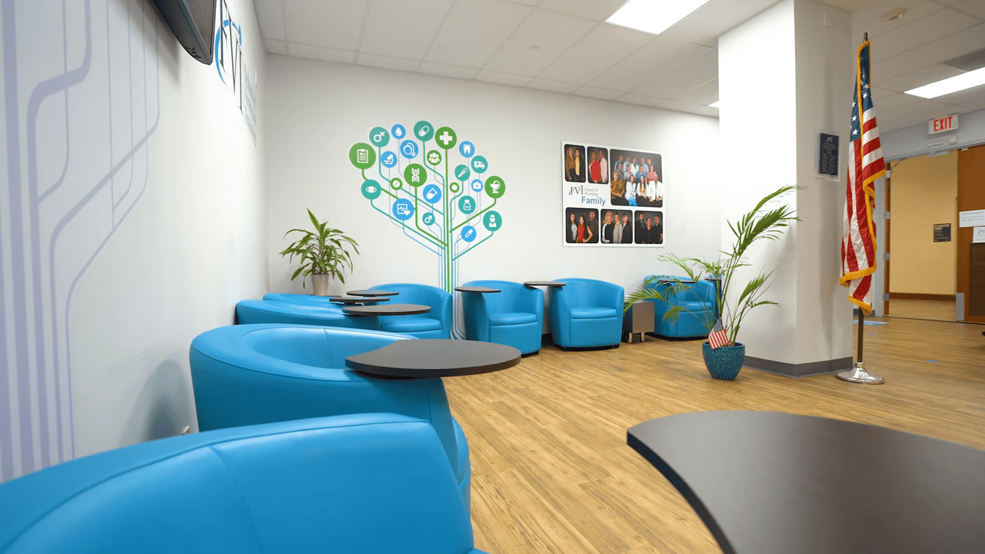 A shot of the FVI Florida vocational institute school of nursing Miami campus lobby
