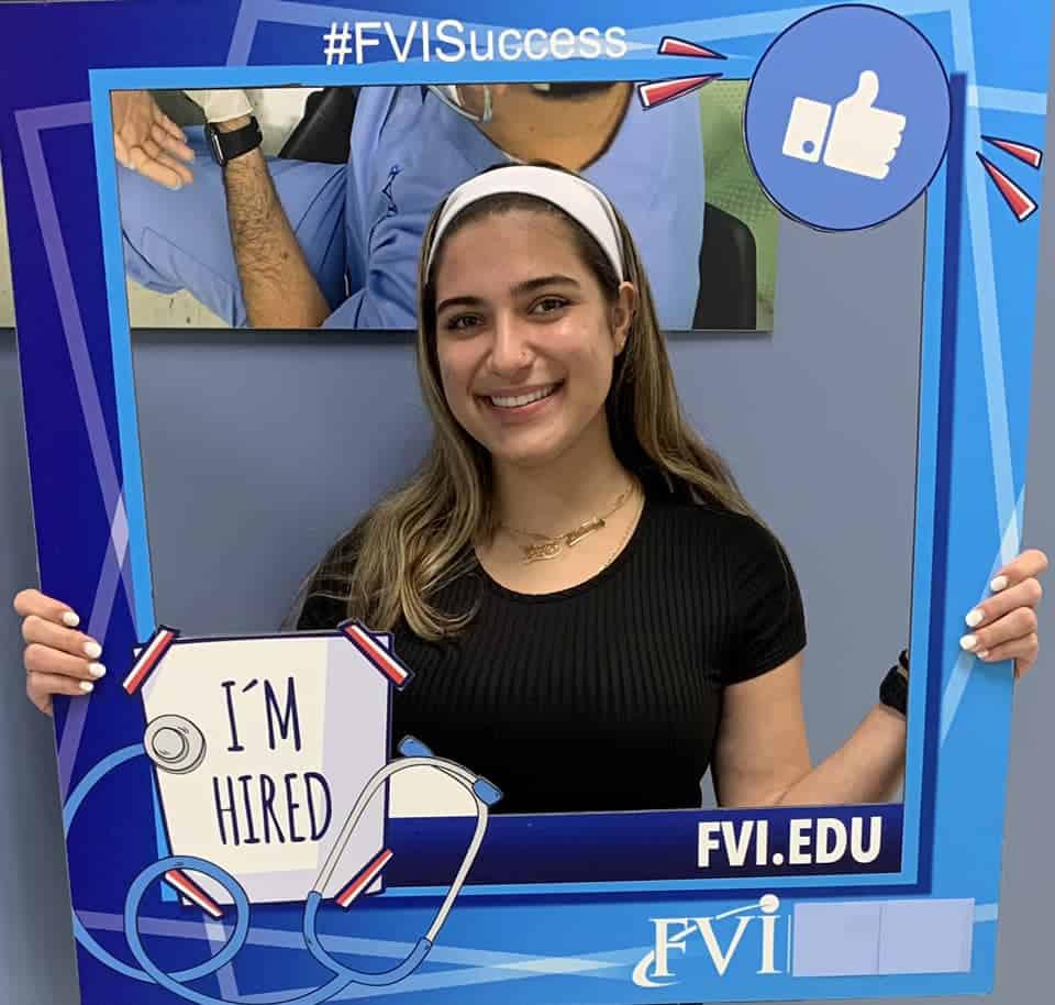 allied health student hired: silvia with frame