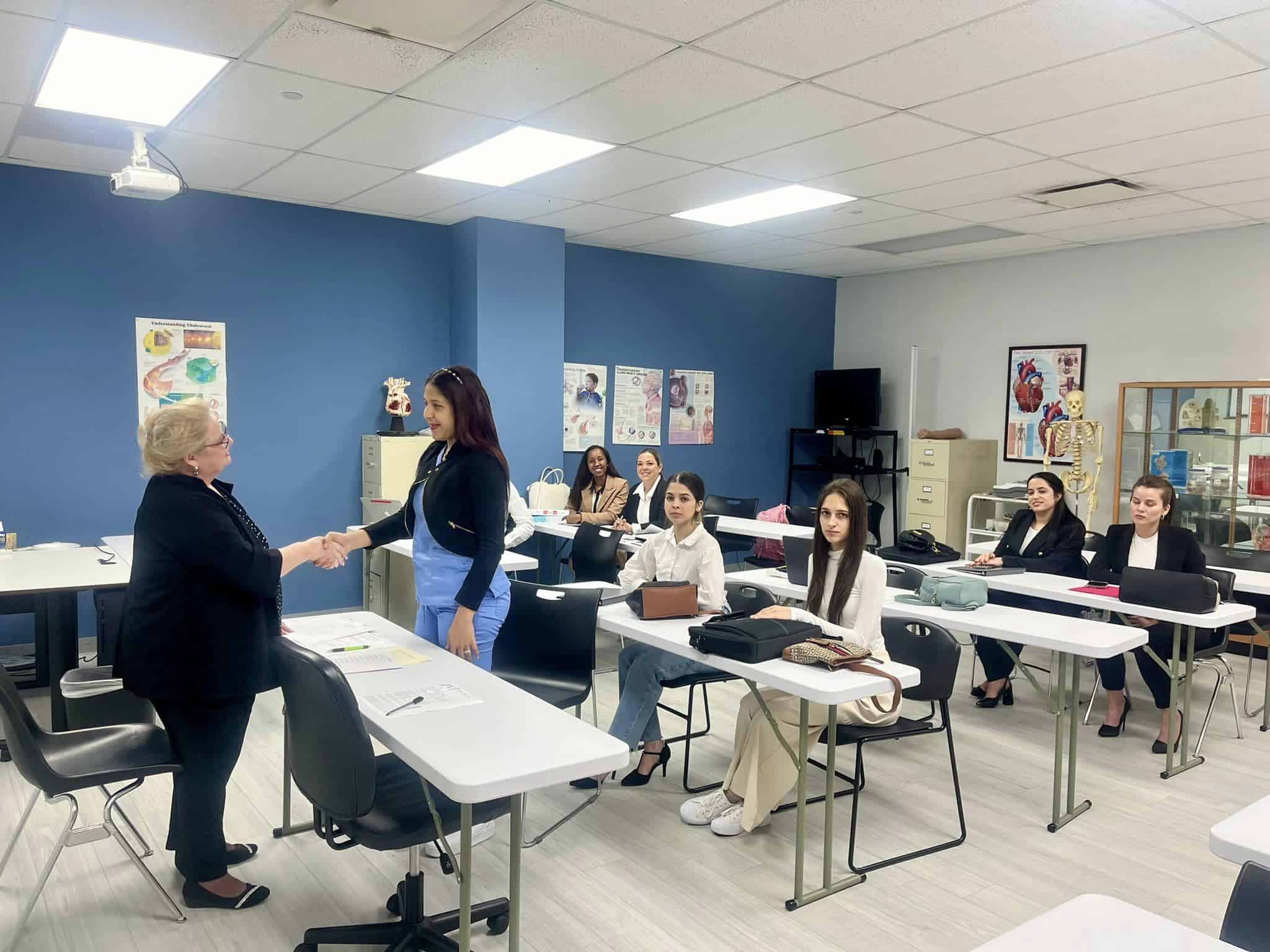 Career Services doing mock interviews with a class of allied health students in Miramar