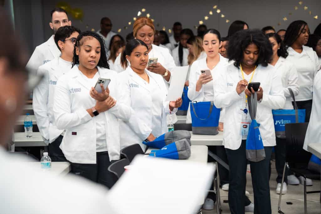 Miami nursing school students during their white coat ceremony