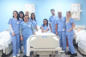 licensed practical nursing students hands on training with instructors in miami fl